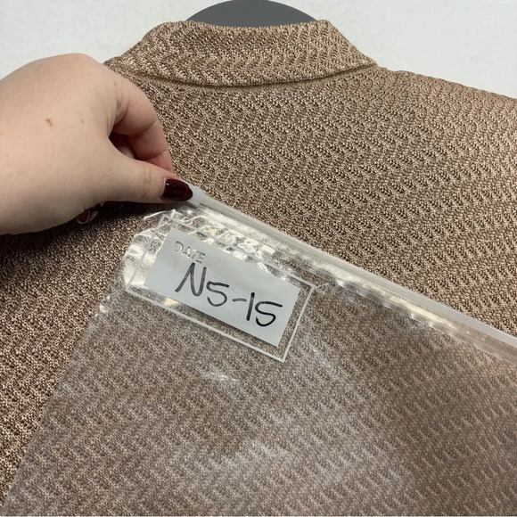 Exclusively Misook Tan Blazer Jacket Knit S Gold Buttons - Picture 8 of 8